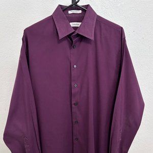 Calvin Klein -Large - Maroon - Long Sleeve Button Up